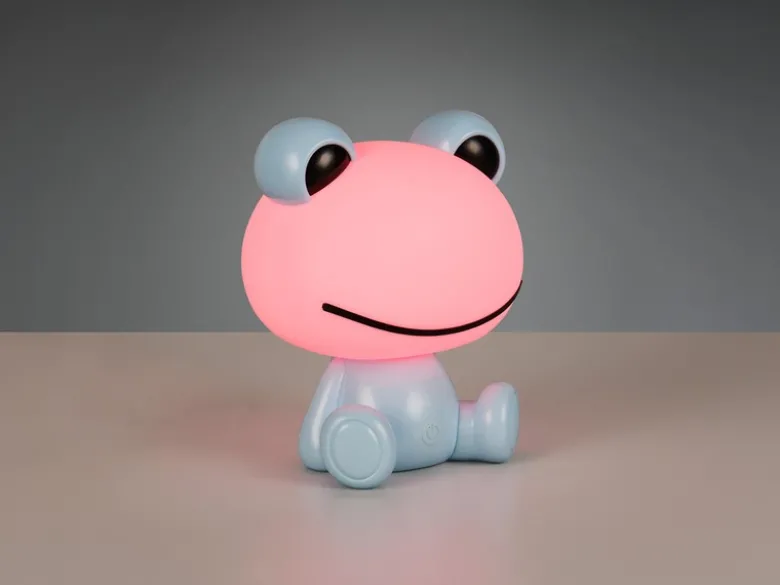 Ausgefallene USB Tischlampe Frosch mit RGB Farbwechsel, Blau Höhe 24cm