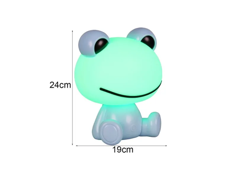 Ausgefallene USB Tischlampe Frosch mit RGB Farbwechsel, Blau Höhe 24cm