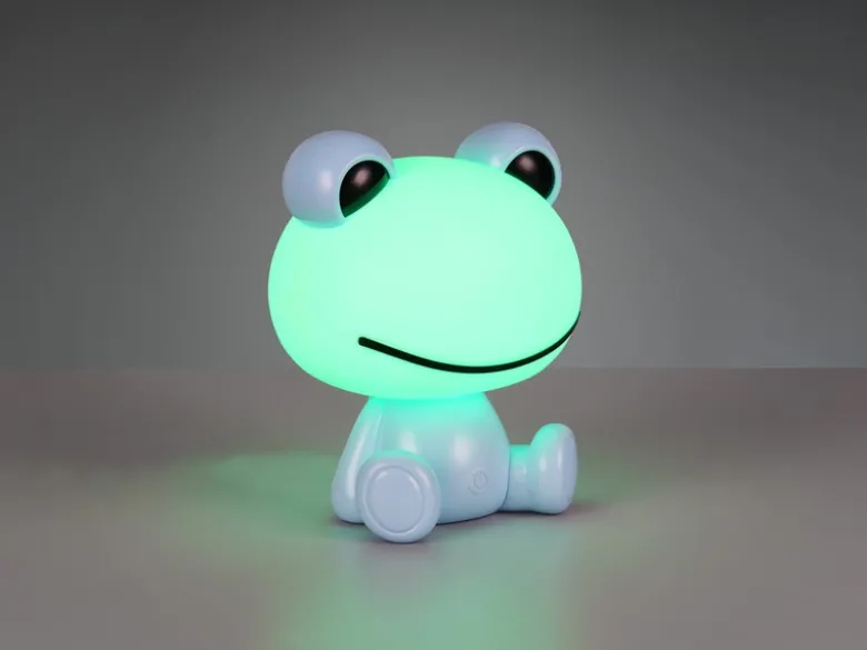 Ausgefallene USB Tischlampe Frosch mit RGB Farbwechsel, Blau Höhe 24cm