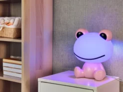 Ausgefallene USB Tischlampe Frosch mit RGB Farbwechsel, Rosa Höhe 24cm