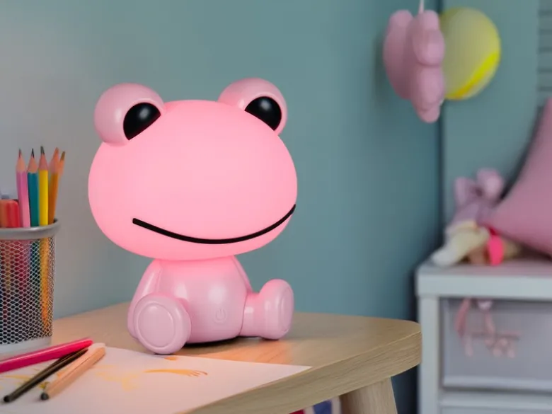 Ausgefallene USB Tischlampe Frosch mit RGB Farbwechsel, Rosa Höhe 24cm