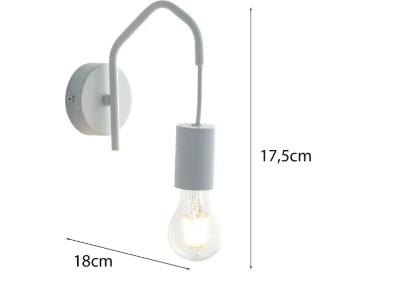 Ausgefallene Wandleuchte HABITAT 1-flammig Metall Weiß, Höhe 17,5cm