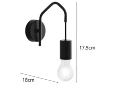 Ausgefallene Wandleuchte HABITAT 1-flammig Metall Schwarz, Höhe 17,5cm