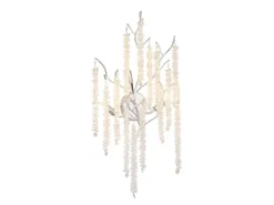 Ausgefallene Wandleuchte LAVERNE Silber Chrom mit Kristall, Höhe 60cm