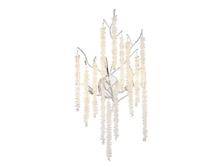 Ausgefallene Wandleuchte LAVERNE Silber Chrom mit Kristall, Höhe 60cm
