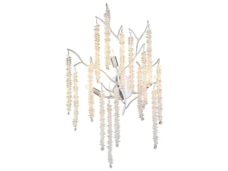 Ausgefallene Wandleuchte LAVERNE Silber Chrom mit Kristall, Höhe 60cm