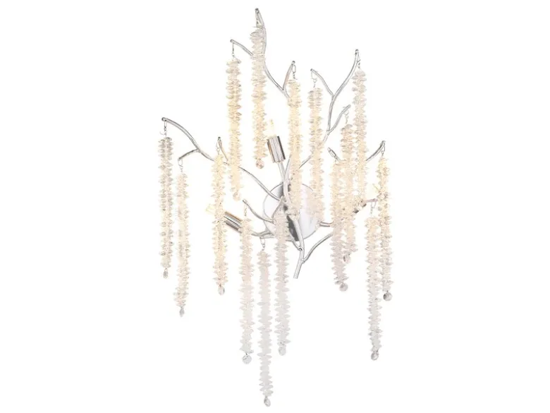 Ausgefallene Wandleuchte LAVERNE Silber Chrom mit Kristall, Höhe 60cm