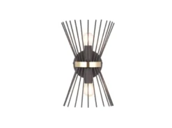Ausgefallene Wandleuchte ROD Up and Down Schwarz-Gold, Höhe 31cm