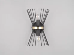 Ausgefallene Wandleuchte ROD Up and Down Schwarz-Gold, Höhe 31cm