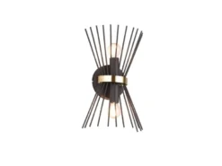 Ausgefallene Wandleuchte ROD Up and Down Schwarz-Gold, Höhe 31cm