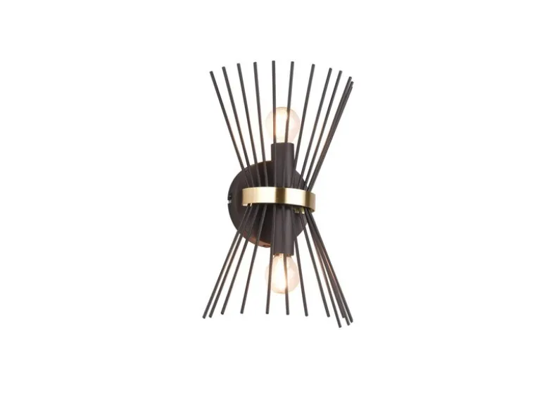 Ausgefallene Wandleuchte ROD Up and Down Schwarz-Gold, Höhe 31cm