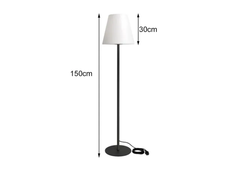 Aussenstehleuchte mit 3m Kabel für Garten & Terrasse, IP65 - 150cm hoch