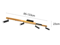 Ausziehbarer LED Deckenstrahler ZENO mit 4 Spots Schwarz Gold max. Breite 133cm