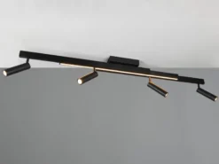 Ausziehbarer LED Deckenstrahler ZENO mit 4 Spots Schwarz max. Breite 133cm
