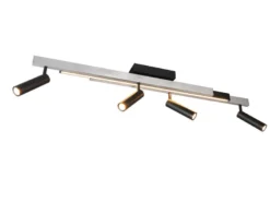 Ausziehbarer LED Deckenstrahler ZENO 4 Spots Schwarz Silber, max. Breite 133cm