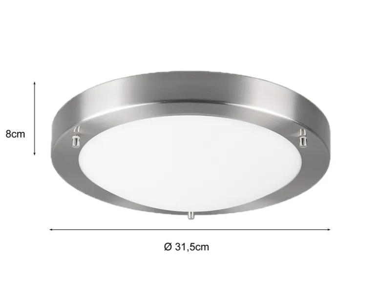 Bad Deckenleuchte CONDUS in Silber mit Glas Opal Weiß Ø 31,5cm - Badlampen