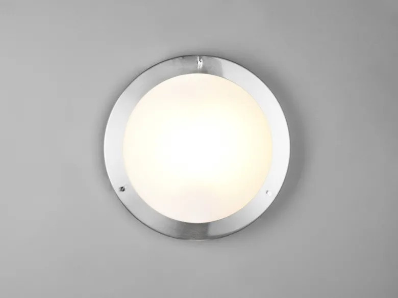 Bad Deckenleuchte CONDUS in Silber mit Glas Opal Weiß Ø 31,5cm - Badlampen