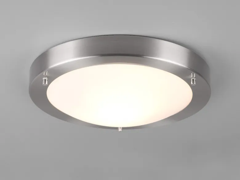 Bad Deckenleuchte CONDUS in Silber mit Glas Opal Weiß Ø 31,5cm - Badlampen