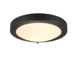 Bad Deckenleuchte CONDUS in Schwarz mit Glas Weiß IP44 Badlampe, Ø 31,5cm