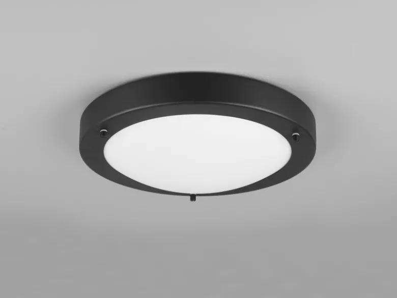 Bad Deckenleuchte CONDUS in Schwarz mit Glas Weiß IP44 Badlampe, Ø 31,5cm