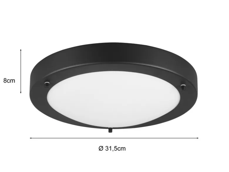 Bad Deckenleuchte CONDUS in Schwarz mit Glas Weiß IP44 Badlampe, Ø 31,5cm