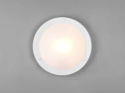 Bad Deckenleuchte CONDUS in Weiß mit Glas Opal Weiß Ø 31,5cm - Badlampen
