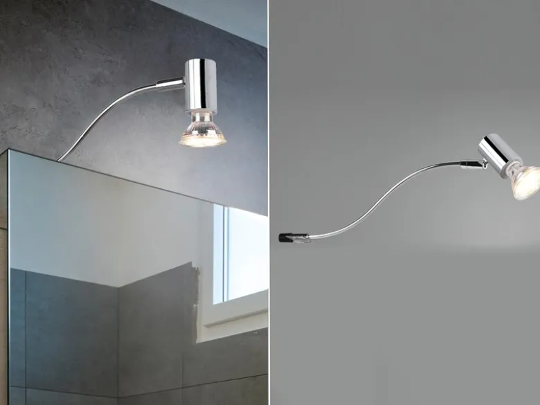 Badezimmerlampe GIADA in Chrom für Spiegelschrank mit schwenkbarem Spot