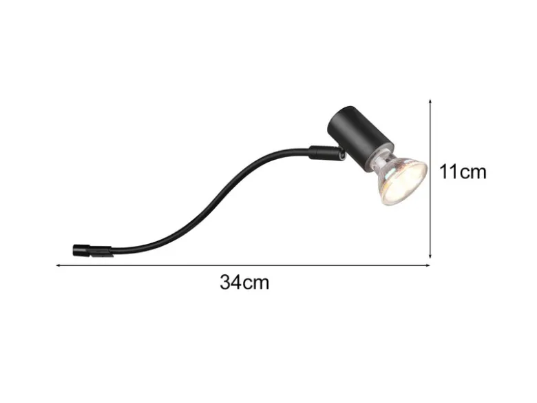 Badezimmerlampe GIADA in Schwarz für Spiegelschrank mit schwenkbarem Spot