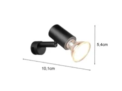 Bad Spiegelleuchte LORENZO Spot Metall Schwarz zum Klemmen max. 5mm
