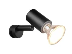 Bad Spiegelleuchte Spot Metall Schwarz zum Klemmen max. 5mm, inkl. GU10 LED