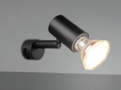 Bad Spiegelleuchte Spot Metall Schwarz zum Klemmen max. 5mm, inkl. GU10 LED