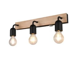 Bad Wandleuchte ARTURO mit Holz und Schalter, 3-flammig Breite 45cm