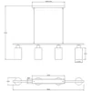 Balkenpendelleuchte HADERA mit 4 Rauchglas Lampenschirmen, Breite 98cm