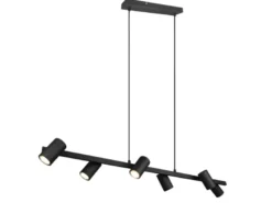 Balkenpendelleuchte MARLEY 6-flammig lang in Schwarz, Breite 115cm