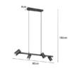 Balkenpendelleuchte MARLEY 4-flammig in Schwarz, Breite 80cm