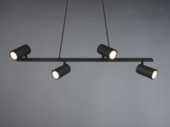 Balkenpendelleuchte MARLEY 4-flammig in Schwarz, Breite 80cm