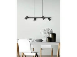 Balkenpendelleuchte MARLEY 4-flammig in Schwarz, Breite 80cm