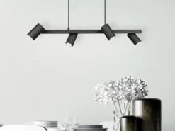 Balkenpendelleuchte MARLEY 4-flammig in Schwarz, Breite 80cm