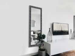 Barock Ganzkörperspiegel TANJA 50x150cm Holzrahmen Schwarz-Silber