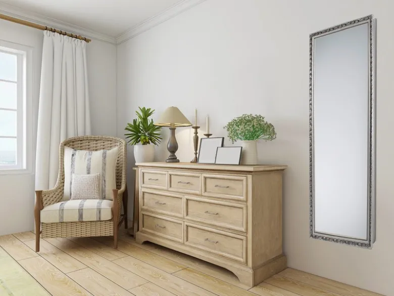 Barock Wandspiegel TANJA 50x150 Ganzkörperspiegel mit Holzrahmen Silber