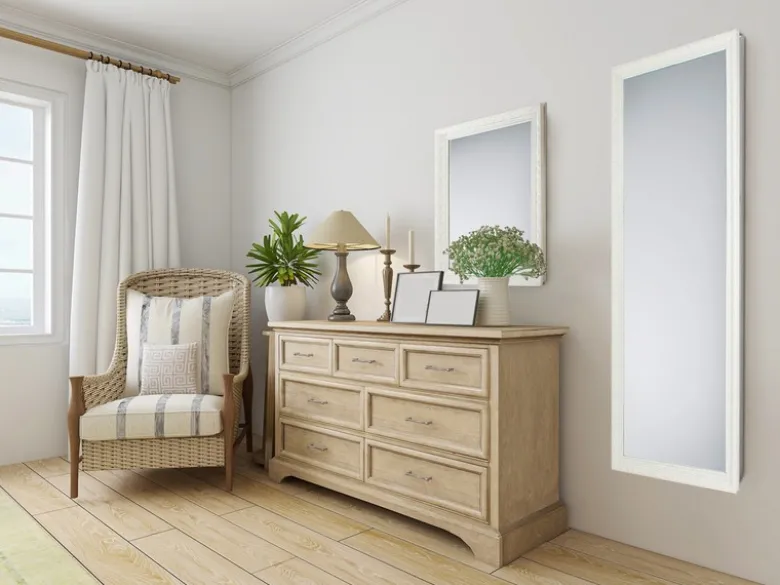 Barock Wandspiegel TANJA mit Holzrahmen Weiß 55x70 cm