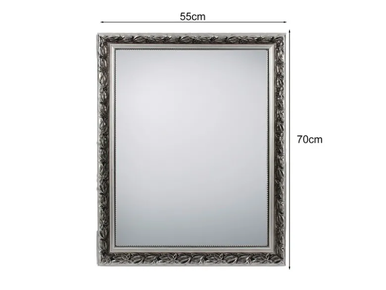 Barock Wandspiegel TANJA mit Holzrahmen Silber 55x70 cm