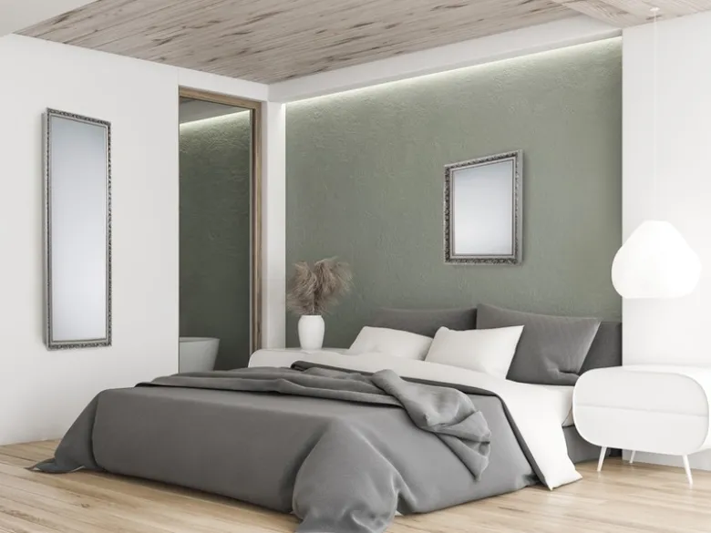 Barock Wandspiegel TANJA mit Holzrahmen Silber 55x70 cm