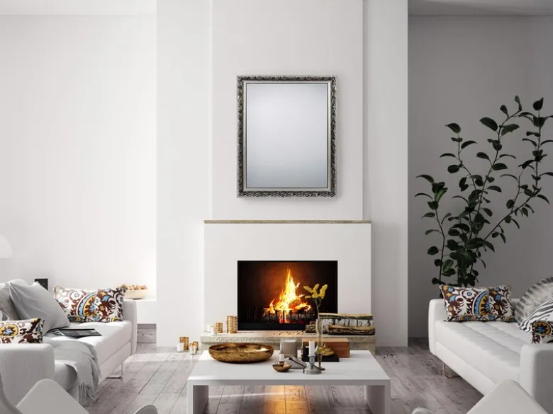 Barock Wandspiegel TANJA mit Holzrahmen Silber 55x70 cm