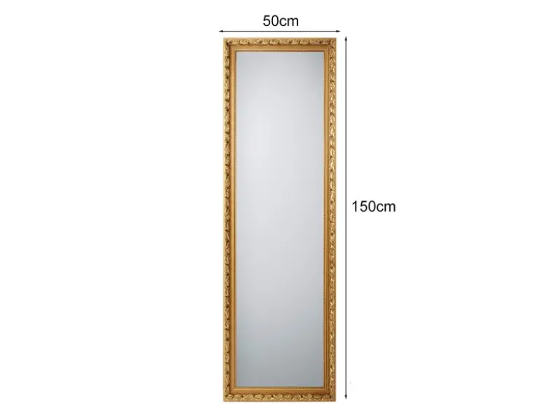 Barock Wandspiegel TANJA 50x150cm Ganzköperspiegel mit Holzrahmen Gold
