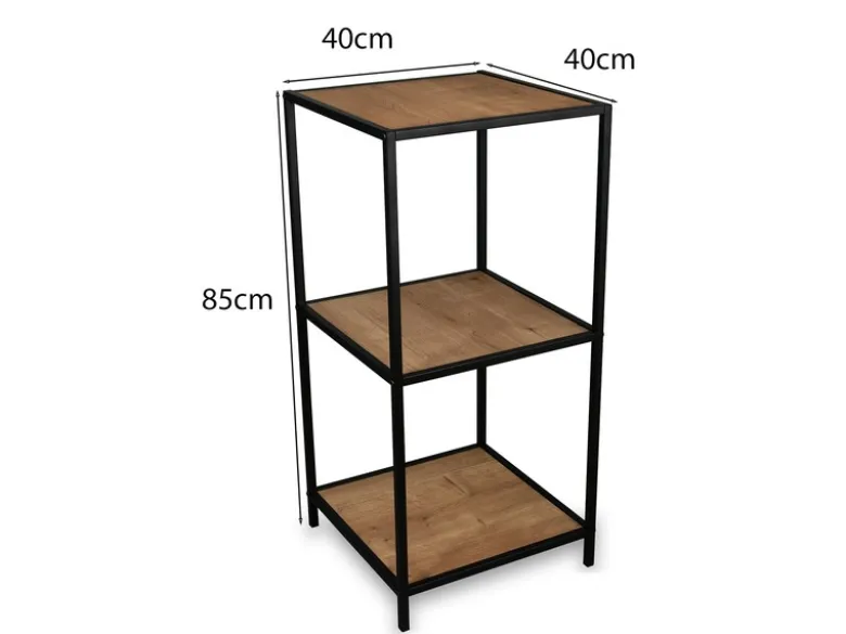 Beistelltisch AVELIN Metallgestell Schwarz, Tischplatten Holzoptik, Höhe 85cm