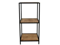 Beistelltisch AVELIN Metallgestell Schwarz, Tischplatten Holzoptik, Höhe 85cm