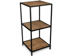 Beistelltisch AVELIN Metallgestell Schwarz, Tischplatten Holzoptik, Höhe 85cm