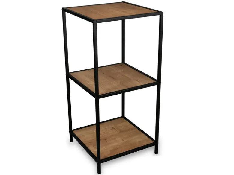 Beistelltisch AVELIN Metallgestell Schwarz, Tischplatten Holzoptik, Höhe 85cm