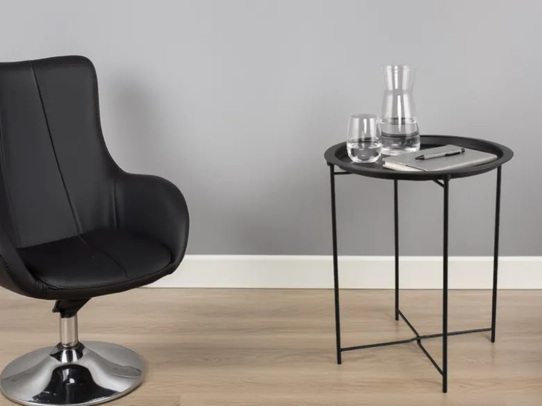 Beistelltisch CAROLINA rund Metall in Schwarz Höhe 51cm Ø 43cm